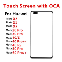 Mate60 Touch Screen For Huawei Mate 60 Pro Plus 50 40 RS 30 20 X5 X3 X2 Out Glass LCD Front Panel Lens With OCA Glue