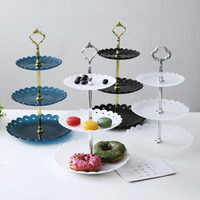 點心盤 歐式塑料三層水果盤子藍客廳創意多層蛋糕架家用糖果干果點心托盤 交換禮物全館免運