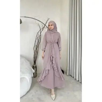 Nabila Dress Ceruti Ootd Hijab Seragam Lebaran Kondangan Simpel BIGSIZE DRESS NUDE