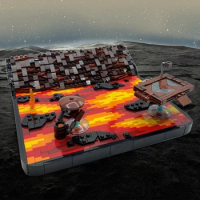 Moc Duel on Mustafar Diorama Building Blocks Ideal Space Wars Scene Bricks Sets Children Toys Gift Kits Adult Birthday
