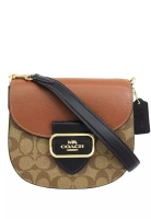 COACH Morgan Saddle Bag In Colorblock Signature Canvas - Brown/Multi