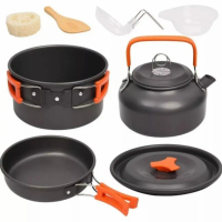 Q2 8303 Panci Set Camping Gunung Panci Portable Alumunium Food Grade