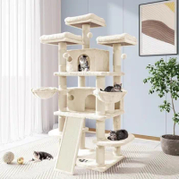 New 68 Inches Catry Cat Tree/Cat Tree House and Towers for Large Cat/Cat Climbing Tree with Cat Condo/Cat Tree Scratching Post