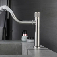 Basin Faucet Bathroom Single Cold Sink Faucet Crane 304 SUS Black Rotation Sink Faucet Water Tap Outdoor Garden Faucet