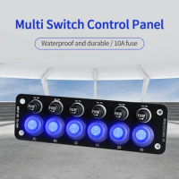 6 Buttons Switch Panel for Car Marine Boat Light Toggle LED Digital Voltmeter Test USB Chargers 12V 24V Power Adapter Waterproof
