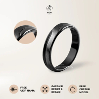 Hijaz Cincin Pria Perak dan Palladium Rhodium Hitam Garansi Resize Bersertifikat Anti Karat