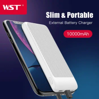 WST 10000mAh Portable Charger Power Bank With Type C Fast Charging External Battery Charger For Xiaomi Mi iPhone Powerbank