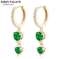 Real Emerald Drop Earrings for Women 925 Silver Yellow Gold Plated Earing Wedding Engagement Fine Jewelry Free Shipping