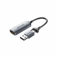 【VENTION 威迅】HDMI-A轉Type-C+USB-A 公對母 4K視頻同步採集卡 0.1M(ACW系列)