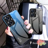 sarung telefon untuk Realme C55 NFC, penutup cermin mewah, sarung kaca terbaja kecerunan untuk Realm