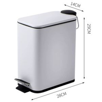 家用白色腳踏方形薄蓋垃圾桶帶蓋廚房廁所紙簍夾縫靜音緩降收納桶