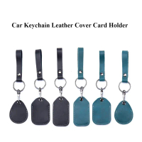 【HOT stock car key cover】 Customizable Leather Cover Card Holder Keychain ID Card Case Unisex IC Ala