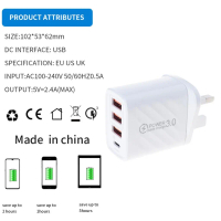 Travel-friendly compact multi-port charger block that supports fast charging (USB 3.0), suitable for