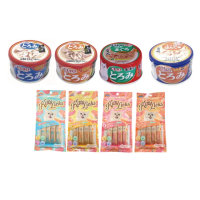 【Kitty Licks】鮭魚肉泥15g 4入x8包 + 日本CIAO 多樂米湯罐 80gx5罐(貓咪零食 肉泥 貓罐)