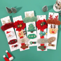 4/5pcs New Christmas Hairpin Xmax Tree Hair Ties Set Party Headwear Festival Girls Baby Hair Accessories 2024 Navidad Gifts