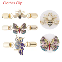 Rhinestone Insect Brooches Vintage Brooch Metal Pin Scarf Clip Clothes Decor Shawl Shirt Collar Buckles Duck-Mouth Cardigan Clip