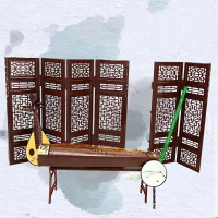 優購生活 古風擺件桌面裝飾仿真家具擺設拍照谷美小道具屏風古箏琵琶玩具屏風櫃 屏風 隔間 客廳 玄關櫃 隔板 屏風架訂製