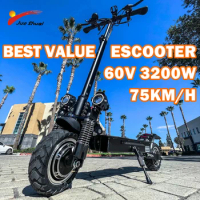 Best Value Adults Electric Scooters 60V 3200W Dual Motor 75km/h Fast Speed 70km Range All Terrain 10" Off road Tires Escooter