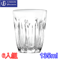 【泰國UNION】玻璃花俏小八角水杯果汁杯135cc(六入組)