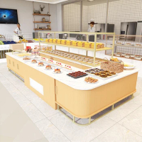 Bread display center island cabinet Circular cake cabinet commercial curved glass pastry display counter