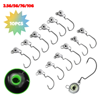 10pcs (3.5/5/7/10g) Offset Jig Head – Mata Kail Jig Head Anti-Sangkut dengan Mata Ikan Bercahaya 3D,