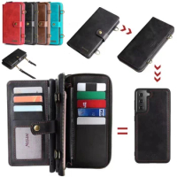 Leather Zipper Wallet Case Flip Cover For Samsung Galaxy A32 A51 A12 A13 5G S23 S22 S21 S20 S10+ Note20 Multifunction Phone Bag