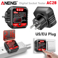 ANENG AC28 Socket Tester LCD Digital Display Test Power Socket US/EU Plug Polarity Phase Pheck Detector Voltage Tester Meter