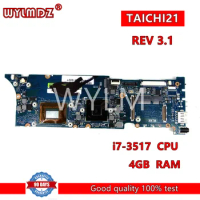 TAICHI21 With I5/I7CPU 4GB RAM Mainboard REV3.1 For Asus TAICHI 21 Laptop Motherboard 100% Tested Working