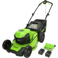 Greenworks 48V (2 x 24V)20"Brushless Cordless Lawn Mower(LED Headlight),(2)4.0Ah Batteries and Dual Port Rapid Charger Included