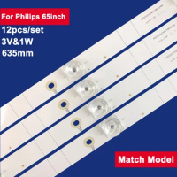 12Pcs 635mm For Philips 65inch LED Backlight TV Strip 6Leds 3V&amp;1W CEJJ-LB650Z-6S1P-M3030-L-3 65PUD6794/77