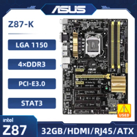 1150 Motherboard Asus Z87-K Motherboard Intel Z87 4×DDR3 32GB PCI-E 3.0 6×SATA III USB3.0 HDMI ATX support Core i3-4150 i7-4770