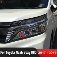 For Toyota Noah Voxy R80 Mid 2017 2018 2019 Facelift Chrome Car Front Head Light Lamp Eyebrow Eyelid Cover Trim Accessories