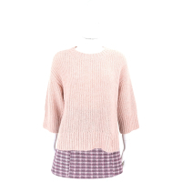 MARELLA-Monochrome MIRIAM 針織粉色亮片羊駝毛混紡圓領毛衣