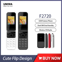 UNIWA F2720 GSM Cute Flip CellPhone 1.7Inch Feature Phone Dual SIM Card Unlocked MINI Mobile Phone for Elderly Wireless FM Radio