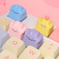 ECHOME Cartoon Cat Keycap Customized 3D Anime Keyboard Caps Artisan Kawaii Pink Keycaps for Mechanical Keyboard Animal Crossing