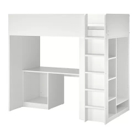SMÅSTAD 高腳床附書桌/收納空間, 白色, 90x200 公分