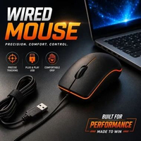 Mouse Kabel USB Optical 800DPI Ergonomis Plug and Play Scroll Wheel 2 Tombol Laptop PC Komputer Kant