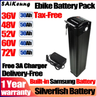 36V 48V Silverfish electric bike portable battery 52V E bike battery controller 60V bafang 1500W 72v 50ah li-ton battery