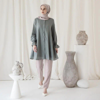 New Maula Aska Label - Tunik dengan detail kerut pada lengan