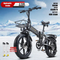 Electric Bicycle R7 Folding 800W Motor 48V17.5AH*2 Dual Lithium Battery 45KM/H E Bike 20-inch Fat Tire Mountain Electric Bike