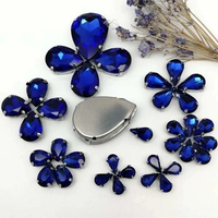 35pcs Sapphire blue drop shapes mix clear &amp; jelly candy AB glass crystal sew on rhinestone wedding dress shoes bag diy trim