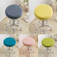 Seat Slipcover Thickened Round Chair Cover Bar Stool Cover Elastic Stretchable Polyester Round Washable Stool Cushion Home Decor