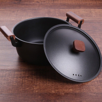 煲湯鍋雙耳帶把防燙鐵鍋燉湯鍋廚房家用無涂層不粘鍋燉雞湯加厚底