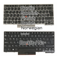 Nordic Swedish Finnish Norwegian Danish Keyboard For Lenovo Thinkpad L380 / Yoga, L390 / Yoga, T480s T490 T495 P43s, Backlit /No
