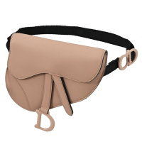 Christian DIOR 迪奧 SADDLE 經典D墜飾帆布斜背胸口包/腰包(裸粉)