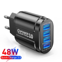 48W USB Charger Fast Charge QC 3.0 Wall Charging For iPhone Samsung Xiaomi Mobile 4 Ports EU US Plug Adapter Travel Charger