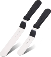 Angled Icing Spatula Stainless Steel Offset Spatula Cake Spatula Set of 2 Black 6 8 inch Blade