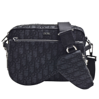 Dior SADDLE經典Oblique緹花帆布組合斜背包(黑色)