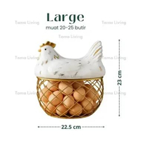 TAMA LIVING Tamago Keranjang Telur Ayam Keramik Rak Telur Tempat Telur Rak Dapur Large