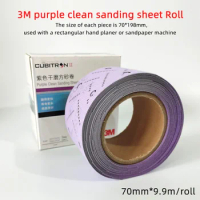 3M Purple Sandpaper Roll 70mmx9.9m Square Dry Abrasive Paper Car Polish 80-320 Grit Can Be Hand-Horn Length 70x198mm/125mm/400mm